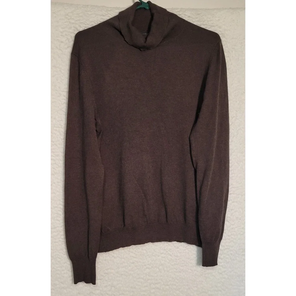 Banana Republic Women's Turtleneck Silk Sweater Sz L Dark Gray Long Sleeve 1728